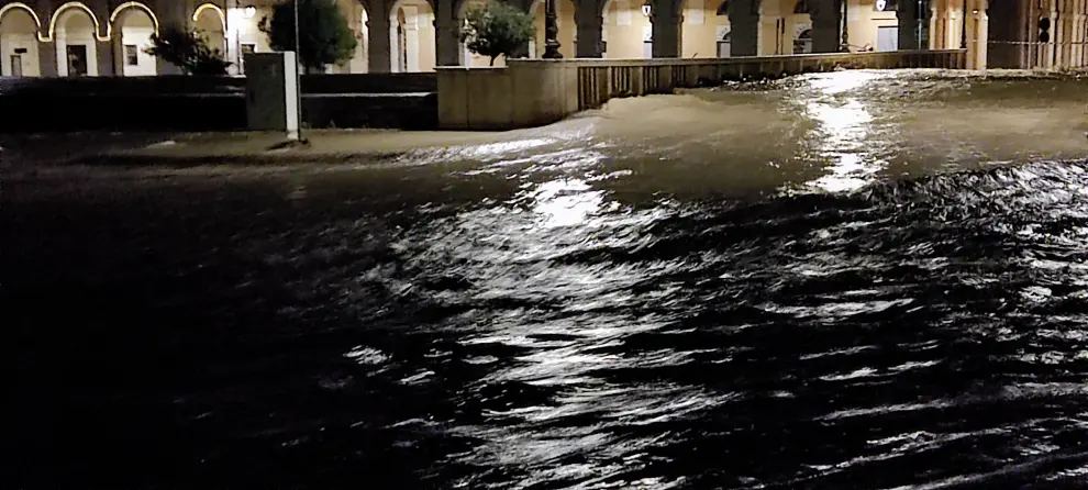 A view shows a flooded street in, Sengallia, Italy