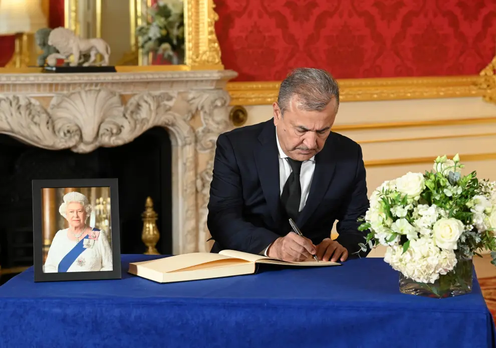 Zambian Minister of Justice, Mulambo Hamakuni Haimbe signs a book of condolence at Lancaster House in London, following the death of Queen Elizabeth II. Picture date: Sunday September 18, 2022. Jonathan Hordle/Pool via REUTERS BRITAIN-ROYALS/QUEEN