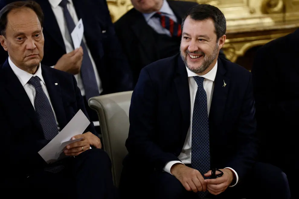Matteo Salvini en el acto donde jurará como vcepresidente.