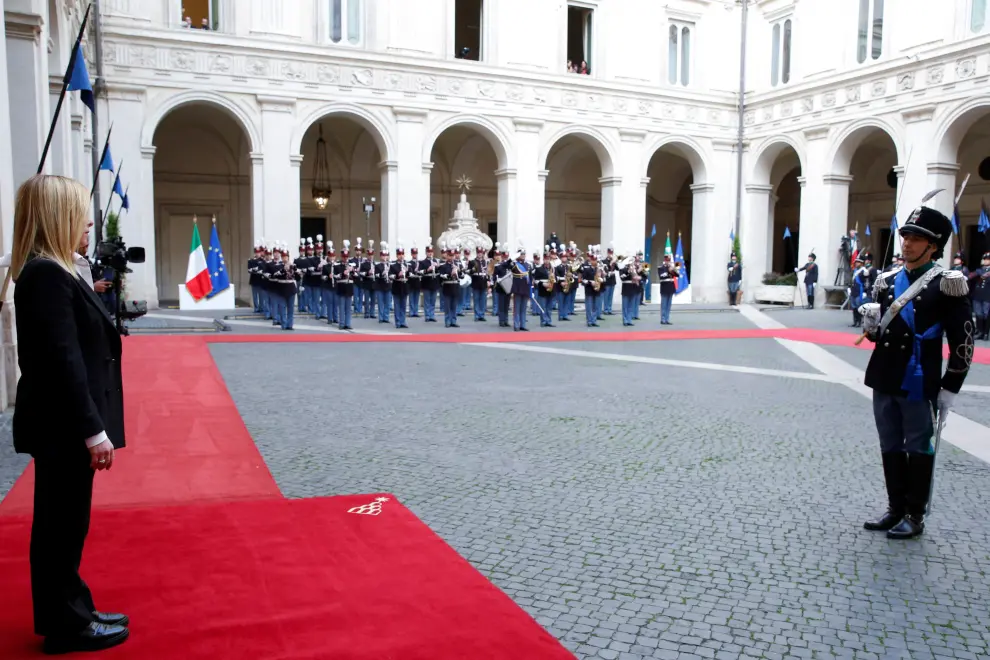 Italy's Meloni attends her first cabinet meeting at Chigi Palace in Rome