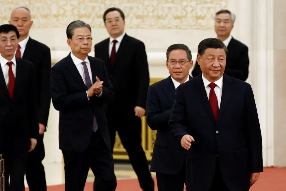New Politburo Standing Committee members in Beijing