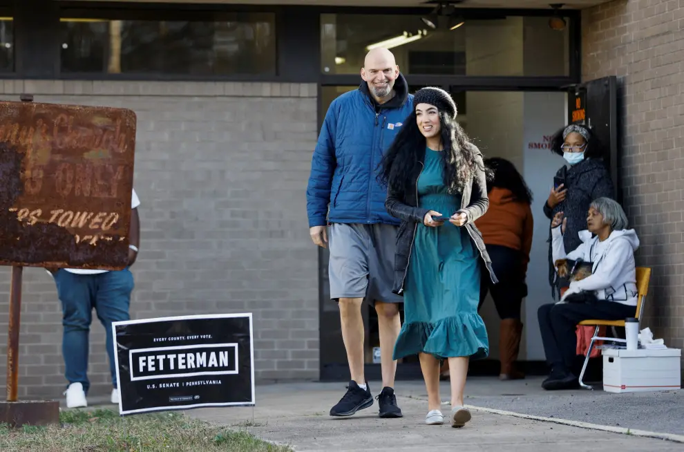 John Fetterman, the Democratic state lieutenant governor and U.S. Senate candidate, walks outside a polling location in Braddock, during the 2022 U.S. midterm elections, in Pittsburgh, Pennsylvania, U.S., November 8, 2022. REUTERS/Quinn Glabicki USA-ELECTION/PENNSYLVANIA