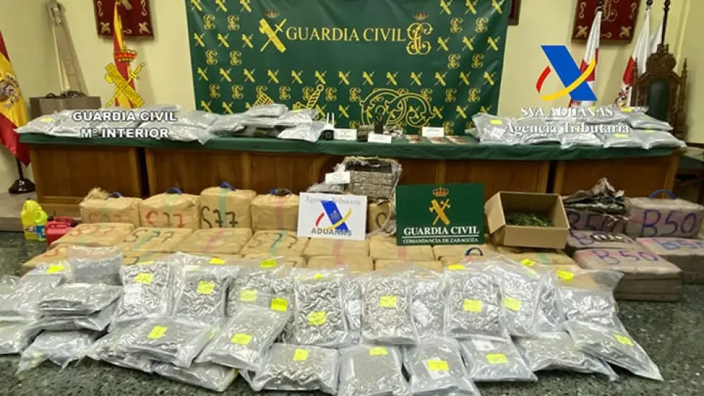 La Guardia Civil desarticula una organización en Zaragoza que transporta droga internacionalmente.