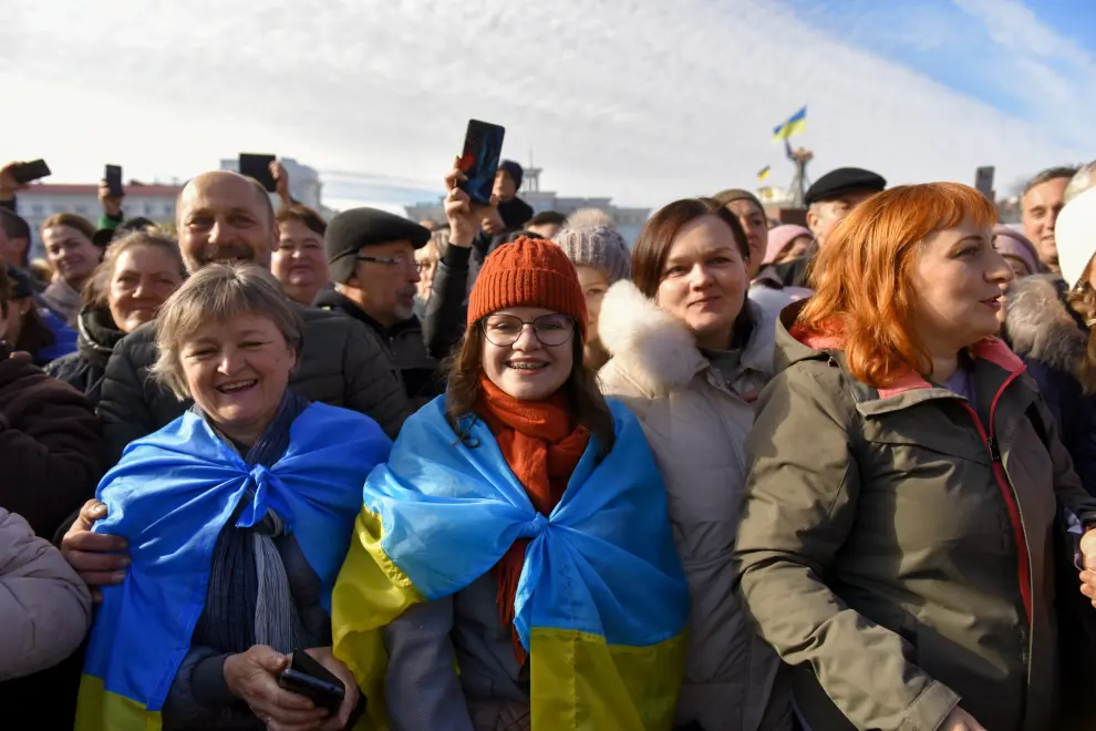 Ukraine's President Zelensky visits recaptured city of Kherson