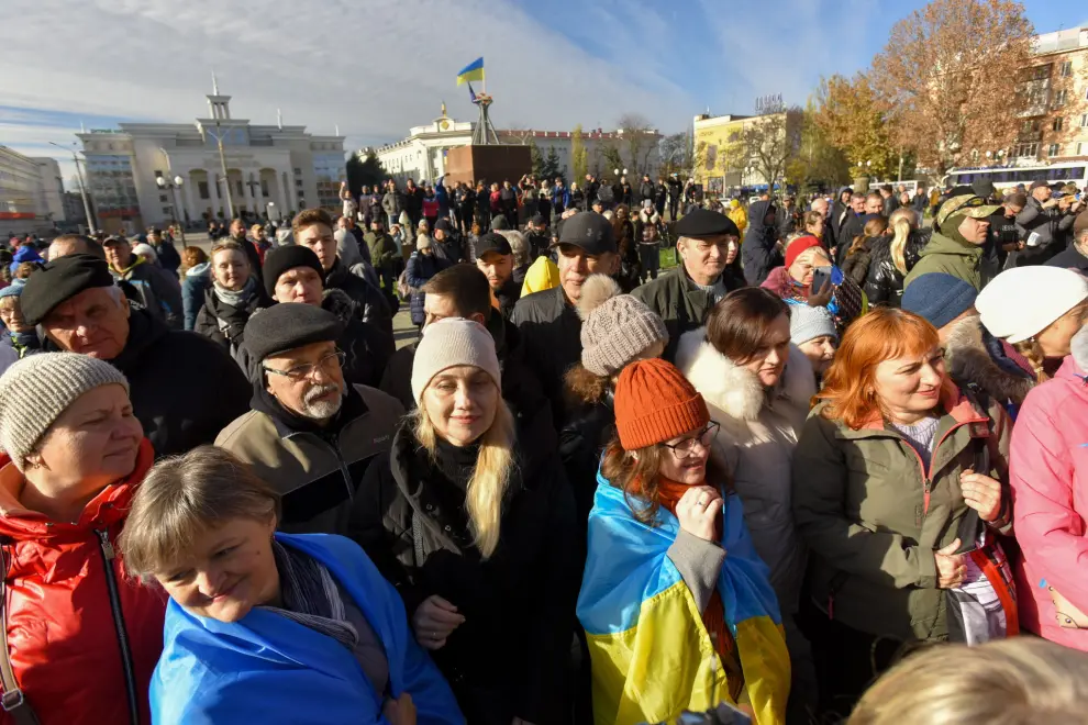 Ukraine's President Zelensky visits recaptured city of Kherson
