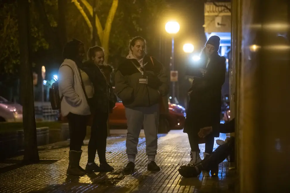 Recuento de personas sin hogar de la Cruz Roja en Zaragoza.