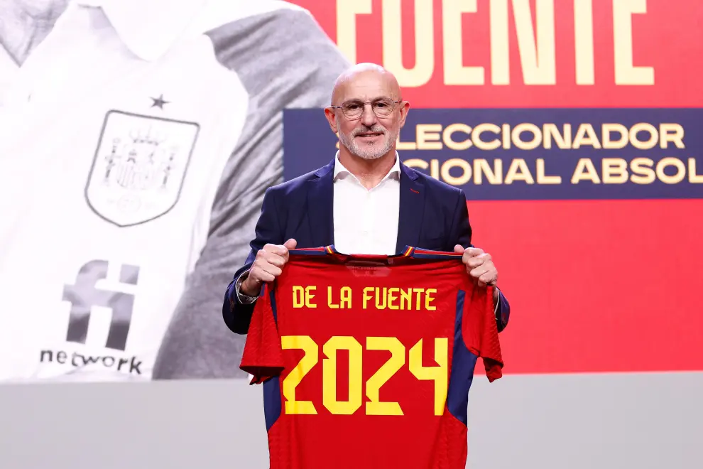 Presentación de Luis de la Fuente como nuevo seleccionador nacional, junto con Luis Rubiales y Albert Luque