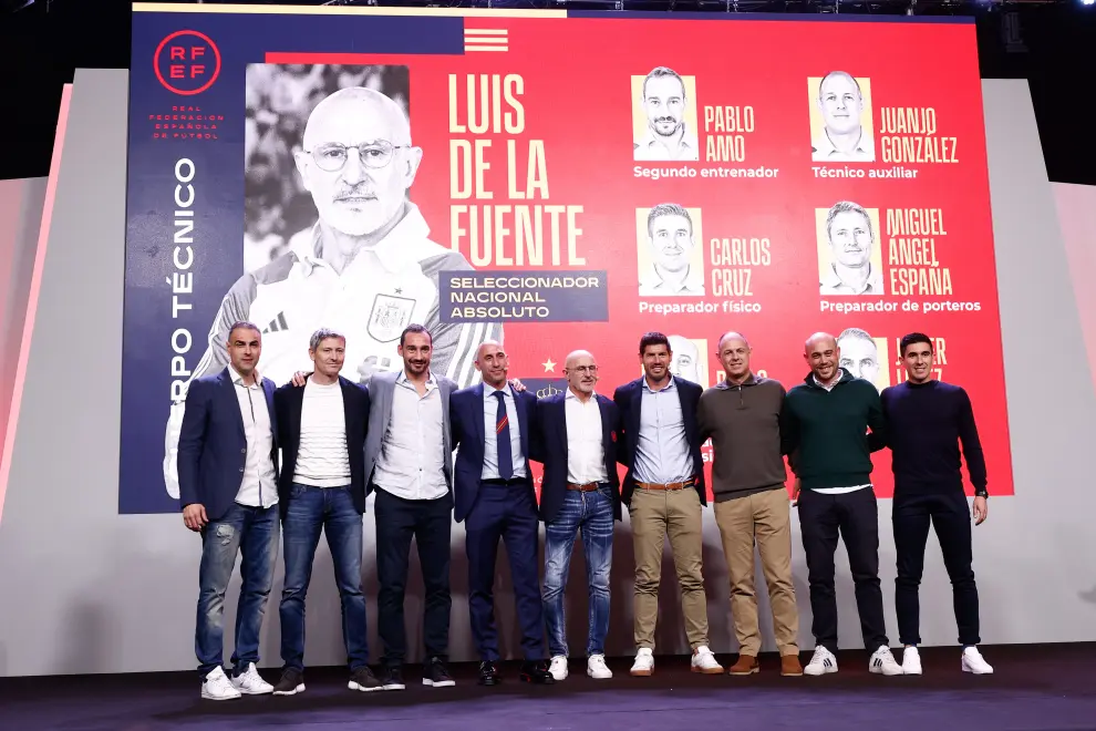 Presentación de Luis de la Fuente como nuevo seleccionador nacional, junto con Luis Rubiales y Albert Luque