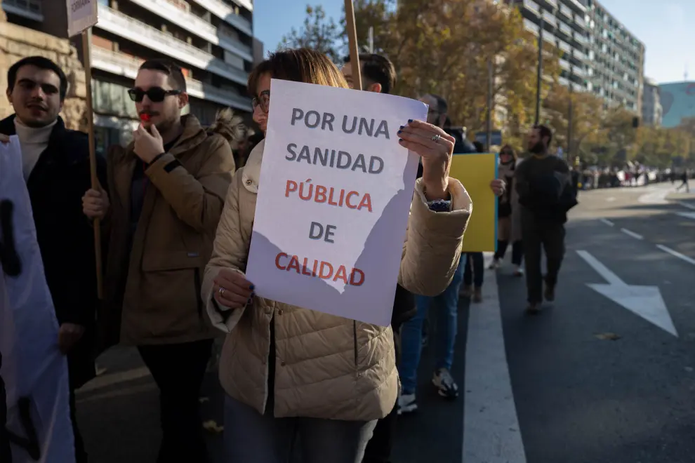 Manifestación de médicos y pacientes en Zaragoza.