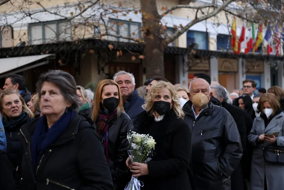 People queue to pay respects to former King of Greece Constantine II at Saint Eleftherios chapel, where he lies at rest before the funeral service, in Athens, Greece, January 16, 2023. REUTERS/Louiza Vradi GREECE-ROYALS/KING-FUNERAL