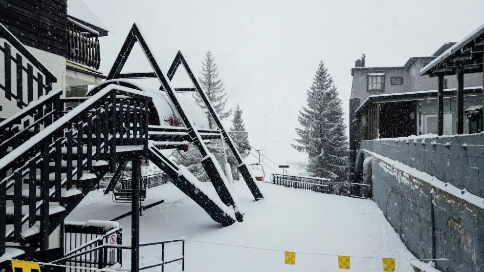 Nieve en la estación de esquí de Candanchú