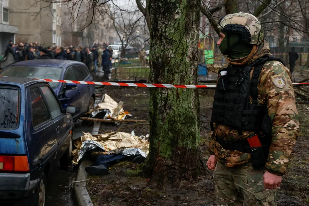 Muere el ministro ucraniano del Interior tras estrellarse un helicóptero en Brovary, Ucrania.