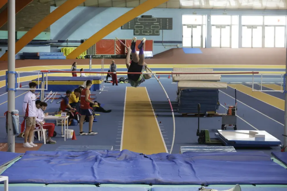 La renovada pista de atletismo del Palacio de Deportes de Zaragoza, sede del Campeonato de Aragón sub-23 y de pruebas combinadas.