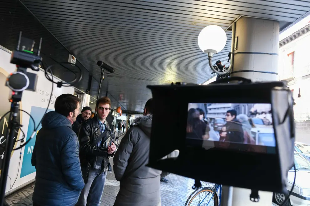 Fotos del rodaje de la película 'La estrella azul', en Zaragoza