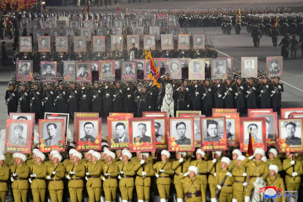 Troops take part in a military parade to mark the 75th founding anniversary of North Korea's army, in Pyongyang, North Korea February 8, 2023, in this photo released by North Korea's Korean Central News Agency (KCNA).    KCNA via REUTERS    ATTENTION EDITORS - THIS IMAGE WAS PROVIDED BY A THIRD PARTY. REUTERS IS UNABLE TO INDEPENDENTLY VERIFY THIS IMAGE. NO THIRD PARTY SALES. SOUTH KOREA OUT. NO COMMERCIAL OR EDITORIAL SALES IN SOUTH KOREA. NORTHKOREA-MILITARY/ANNIVERSARY-PARADE