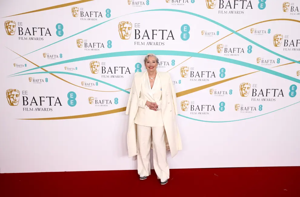 Emma Thompson, en la alfombra roja de los Premios Bafta 2023.