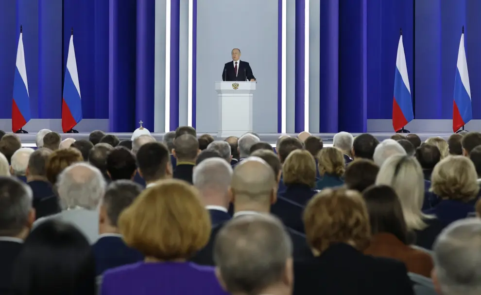 Foto del discurso de Vladimir Putin ante la Asamblea Federal de Rusia