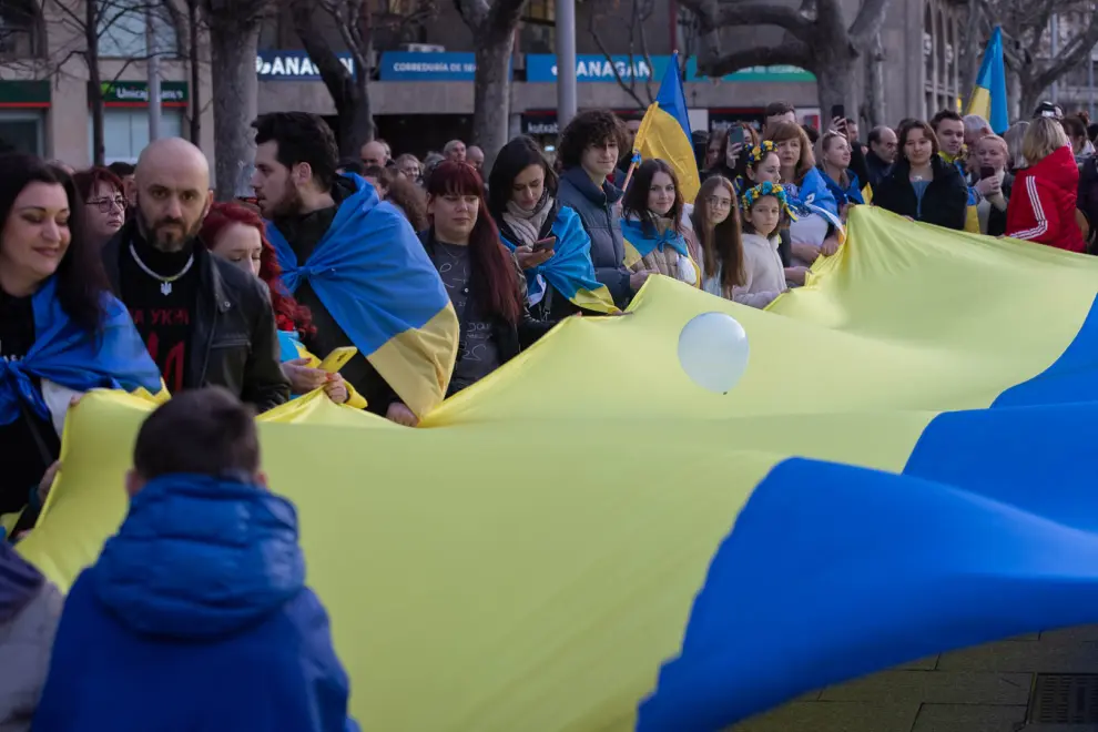 Concentración en Zaragoza contra la guerra en Ucrania