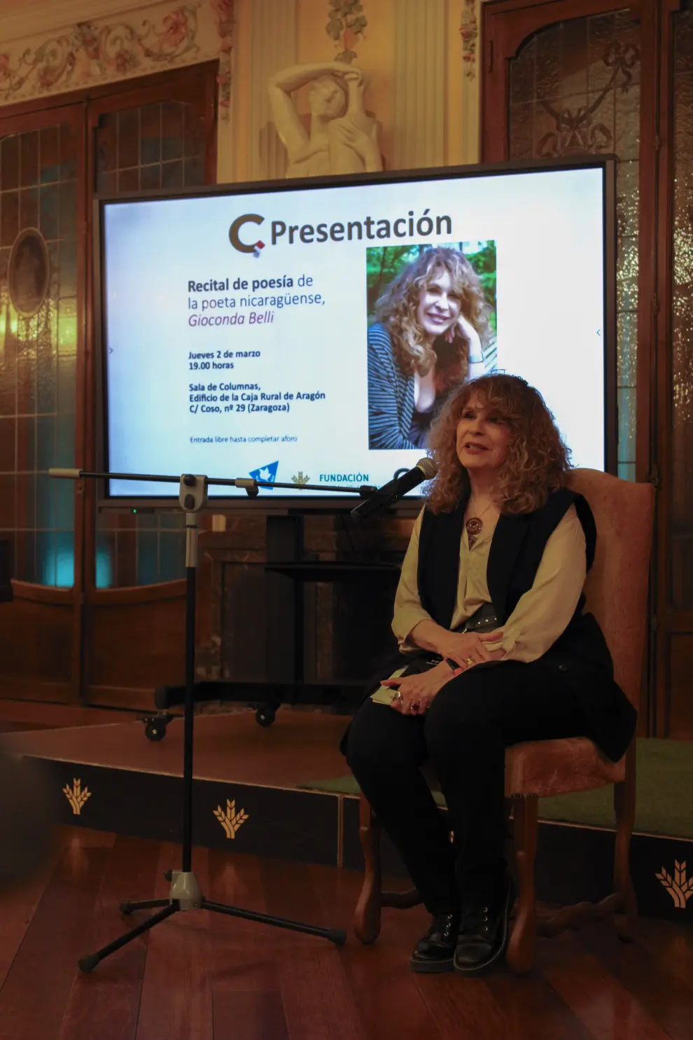 Recital de poesía de Gioconda Belli en Zaragoza.