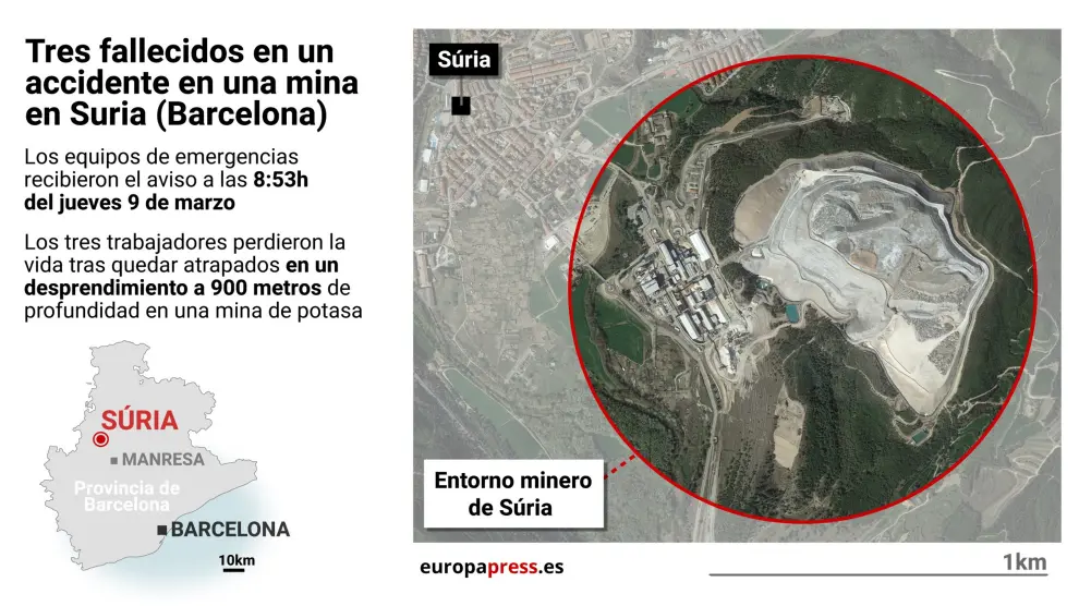 Localización del entorno minero en Súria, Barcelona.
