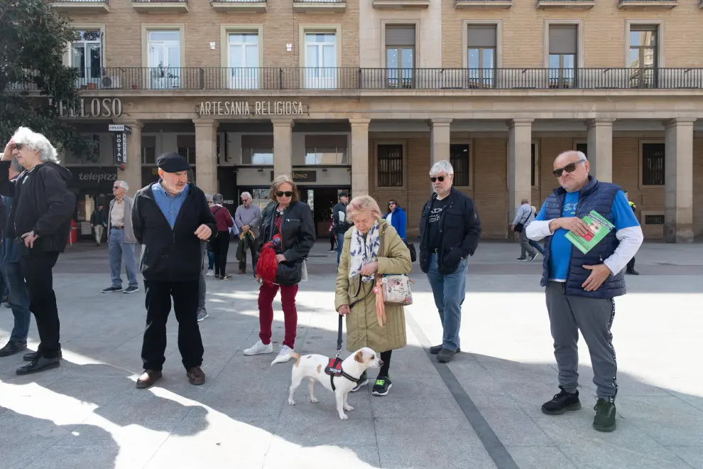 Protesta del colectivo de pensionistas de Coespe este 13 de marzo en Zaragoza.