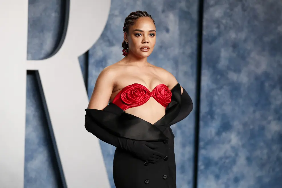 Tessa Thompson arrives at the Vanity Fair Oscar party after the 95th Academy Awards, known as the Oscars,  in Beverly Hills, California, U.S., March 12, 2023. REUTERS/Danny Moloshok AWARDS-OSCARS/VANITYFAIR-ARRIVALS