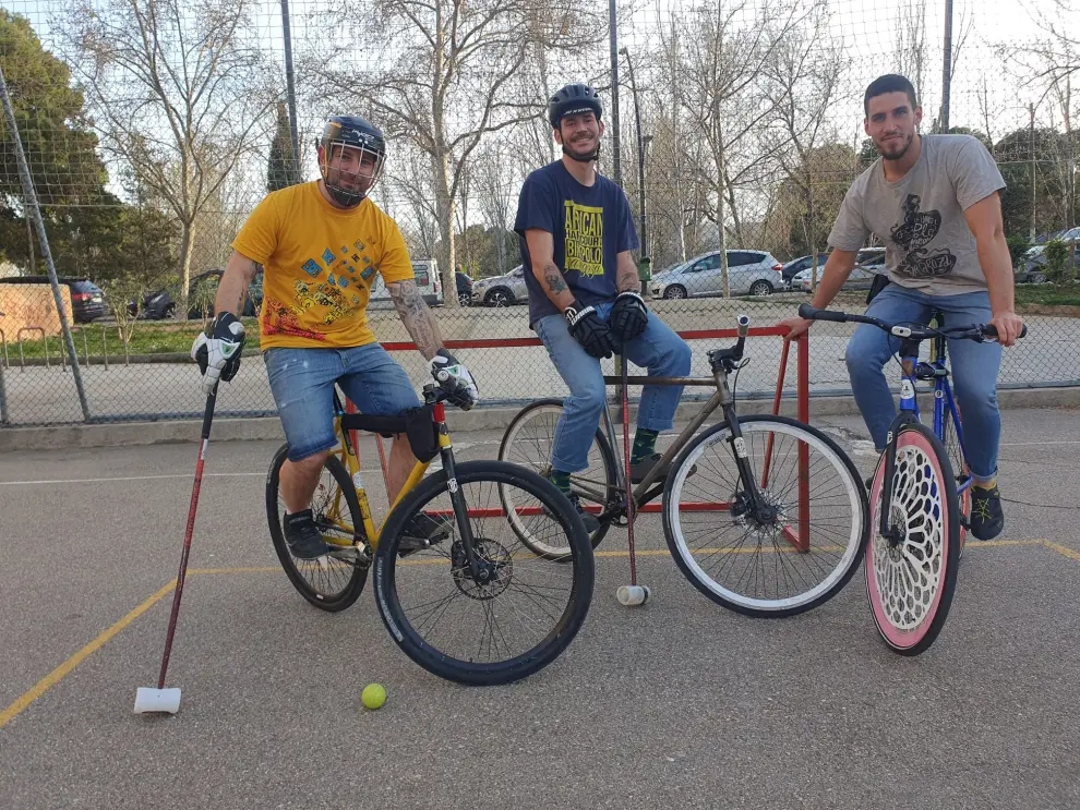 David Navarro, José Gómez y Johnny Moreira, actuales campeones de España de Bike Polo.