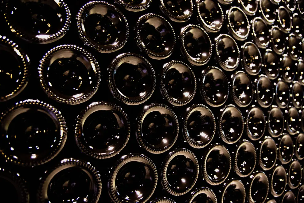 Botellas de vino en Bodegas Langa.