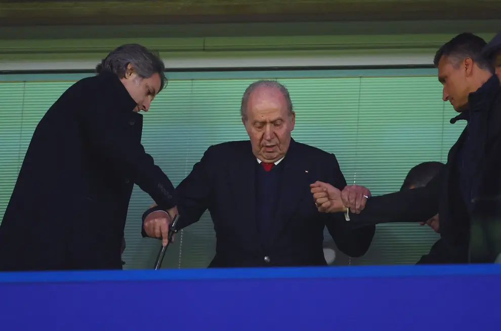 Juan Carlos I en el partido de Champions League entre el Chelsea y el Real Madrid
