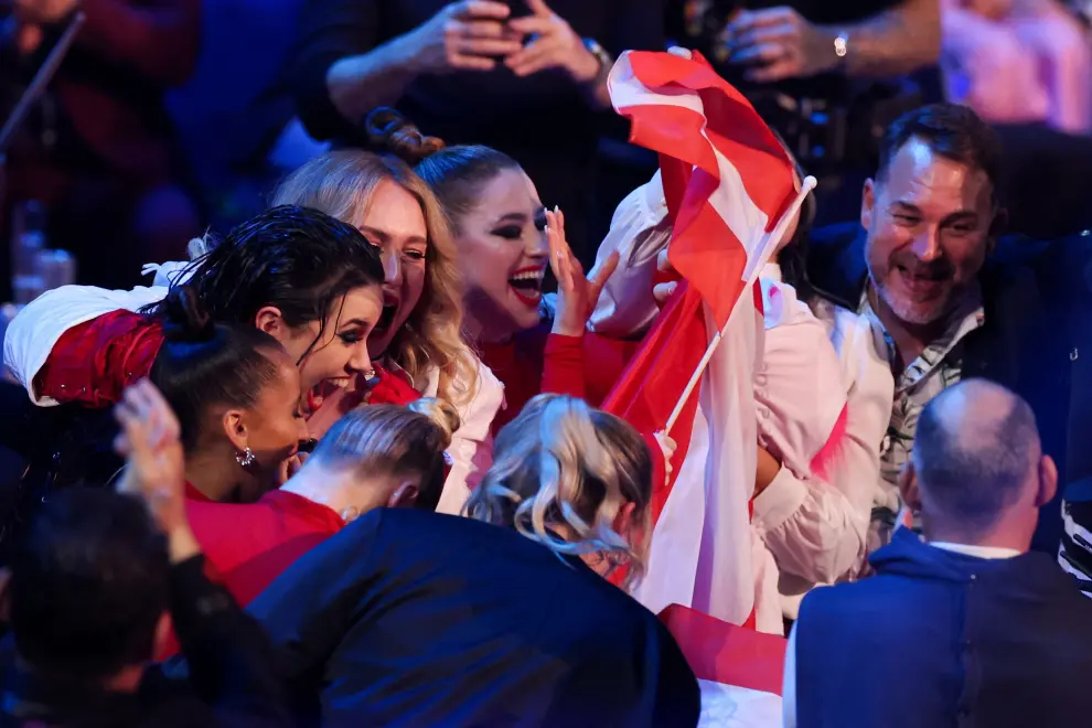 Voyager from Australia react to the announcement as they qualify to the final during the second semi-final of the 2023 Eurovision Song Contest in Liverpool, Britain, May 11, 2023. REUTERS/Phil Noble MUSIC-EUROVISION/