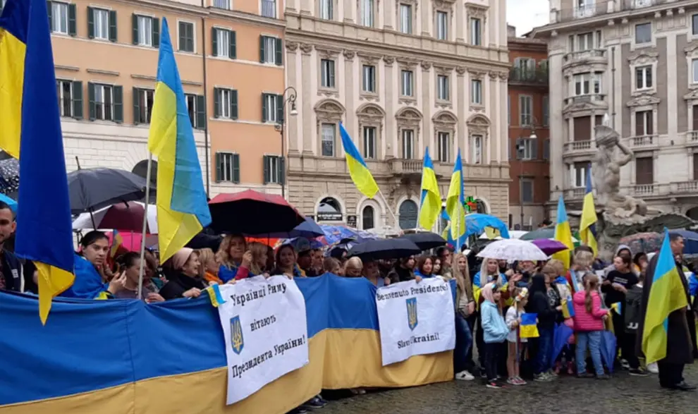 El presidente de Ucrania, Volodomir Zelenski, visita Roma entre fuertes medidas de seguridad ITALY UKRAINE DIPLOMACY