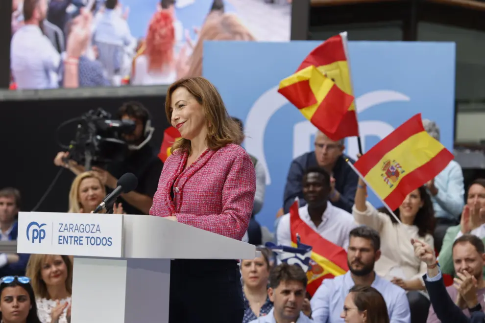 Mitin central de campaña del Partido Popular en Aragón: Alberto Núñez Feijóo, Jorge Azcón y Natalia Chueca