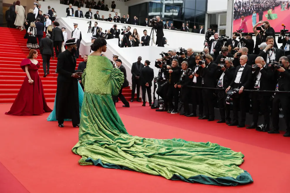 The 76th Cannes Film Festival - Opening ceremony and screening of the film "Jeanne du Barry" Out of competition - Red Carpet arrivals - Cannes, France, May 16, 2023. Emilia Schule poses. REUTERS/Yara Nardi FILMFESTIVAL-CANNES/OPENING RED CARPET