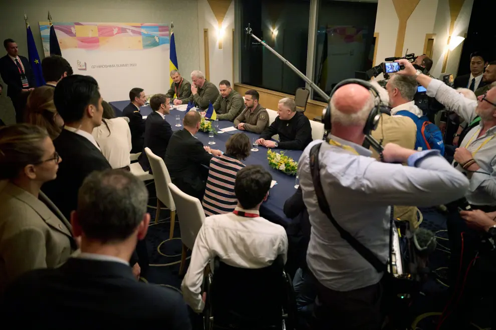 Imágenes de la llegada de Volodímir Zelenski a Hiroshima para participar en el G-7