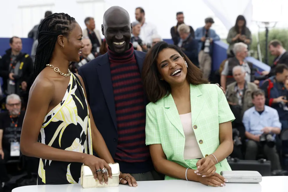 Cannes (France), 21/05/2023.- (L-R) Siran Riak, Ger Duanny, Eman Yousif attends the photocall for 'Goodbye Julia' during the 76th annual Cannes Film Festival, in Cannes, France, 21 May 2023. The festival runs from 16 to 27 May. (Cine, Francia) EFE/EPA/Sebastien Nogier
 FRANCE CANNES FILM FESTIVAL 2023
