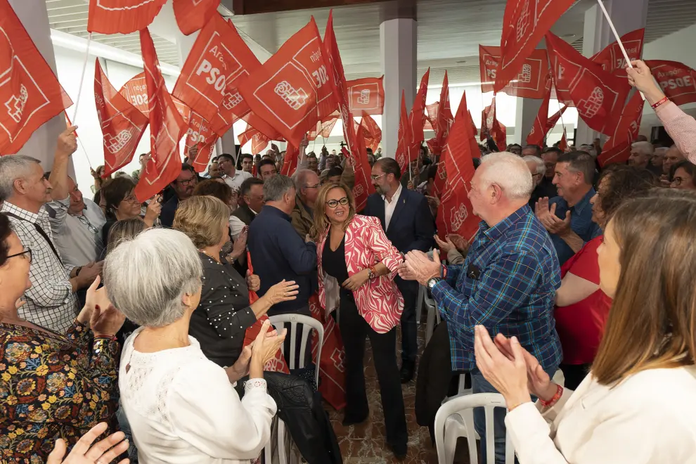Mitin del PSOE en Teruel con Javier Lambán y Rosa López Juderías y Mayte Pérez