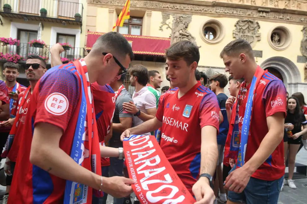 Recepción al equipo de fútbol de Tarazona en el Ayuntamiento.