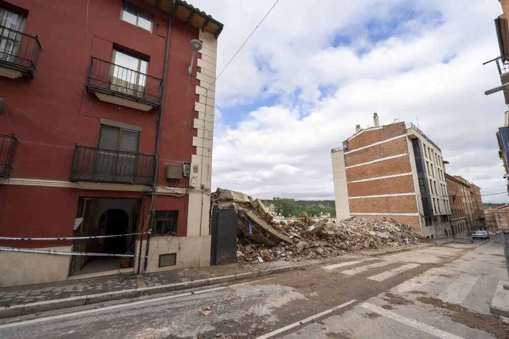 Imágenes del día después del derrumbe de un edificio en Teruel