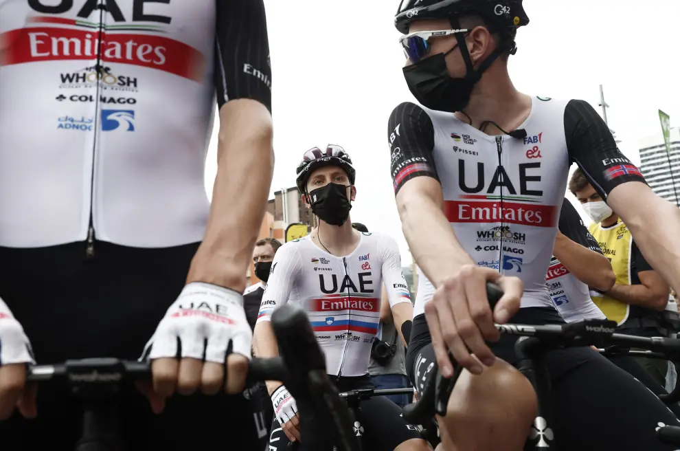 Cycling - Tour de France - Stage 1 - Bilbao to Bilbao - Spain - July 1, 2023 UAE Team Emirates' Tadej Pogacar during an interview ahead of stage 1 REUTERS/Benoit Tessier CYCLING-FRANCE/