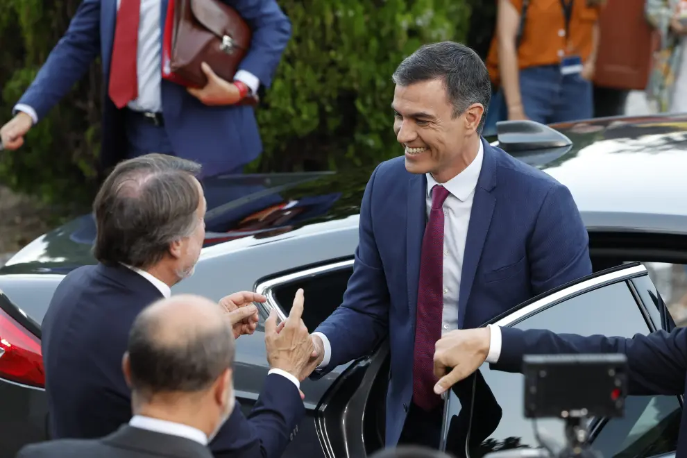 Spain's Socialist candidate Pedro Sanchez arrives to attend a televised debate ahead of snap election in Madrid, Spain, July 10, 2023. REUTERS/Juan Medina SPAIN-ELECTION/DEBATE