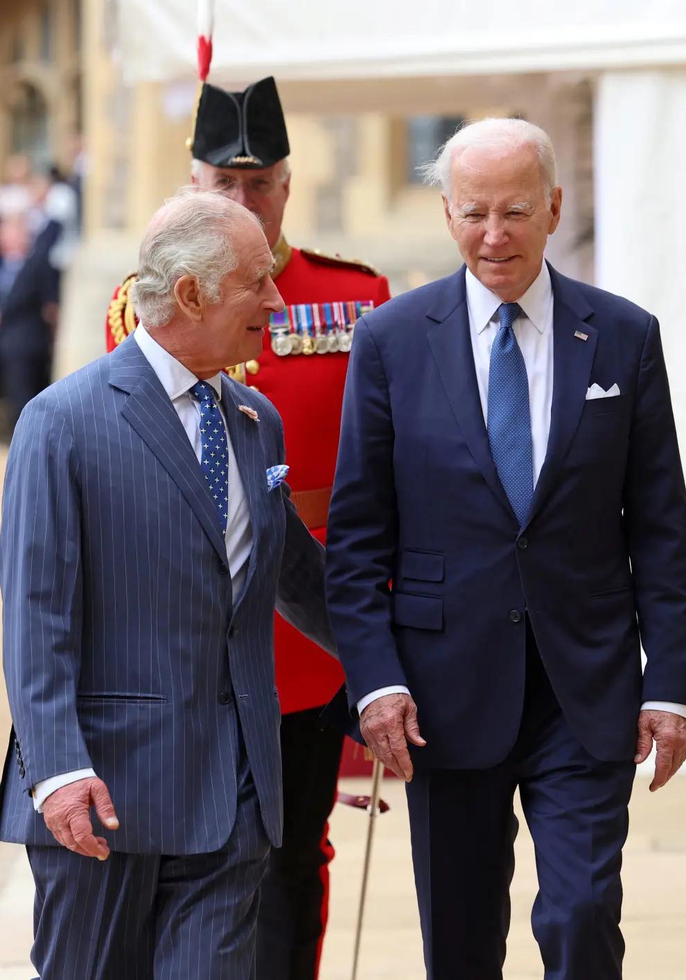 Grant Shapps, Secretary of State for Energy Security and Net Zero and U.S. Special Presidential Envoy for Climate John Kerry attend the welcome ceremony of U.S. President Biden at Windsor Castle on July 10, 2023 in Windsor, England.  Chris Jackson/Pool via REUTERS USA-BIDEN/BRITAIN-WINDSOR