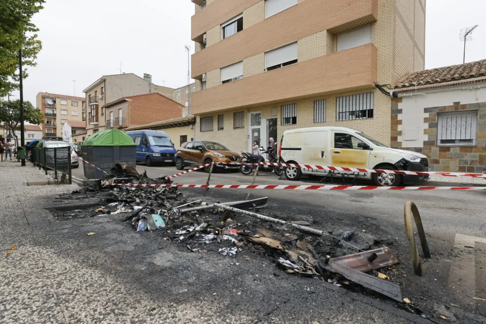 Quema de contenedores en Zaragoza.