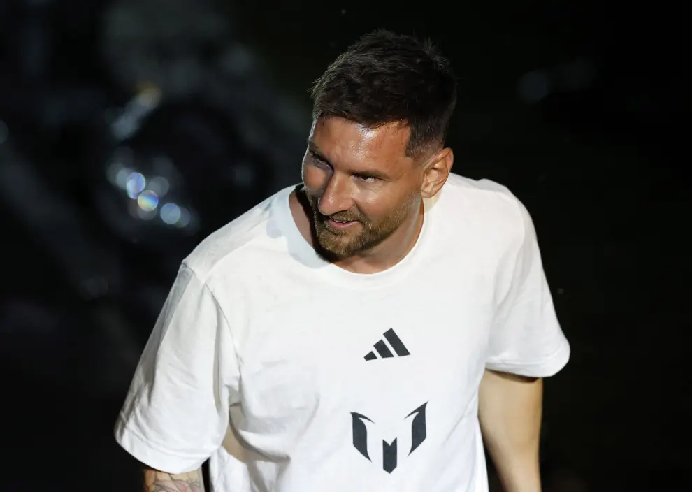 Soccer Football - Inter Miami CF unveil Lionel Messi - DRV PNK Stadium, Fort Lauderdale, Florida, United States - July 16, 2023 New Inter Miami signing Lionel Messi during the unveiling REUTERS/Marco Bello SOCCER-USA-MIA/