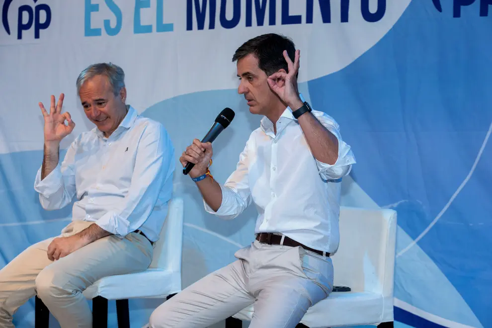 Mitin del PP en Calatayud con Jorge Azcón, Pedro Navarro y José Manuel Aranda, entre otros