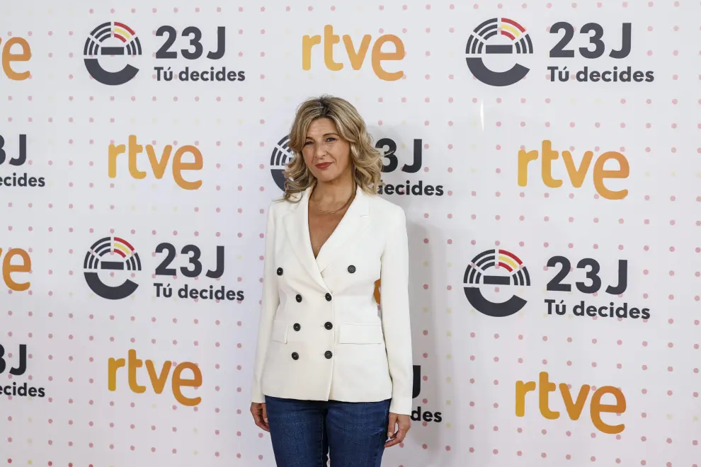 Yolanda Díaz, Sumar, antes del debate de RTVE.
