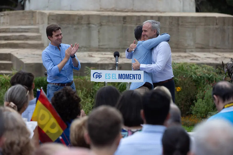 Pedro Navarro y Azcón en el cierre de campaña electoral del PP en Zaragoza