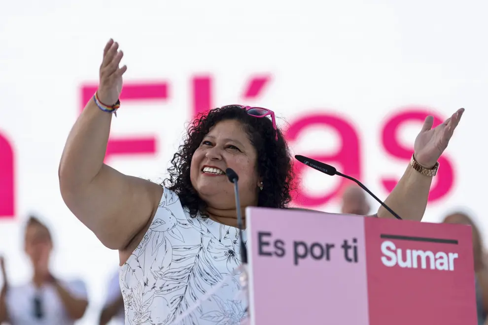 Yolanda Díaz (Sumar) celebra su último acto de campaña en el círculo de Bellas Artes (Madrid)