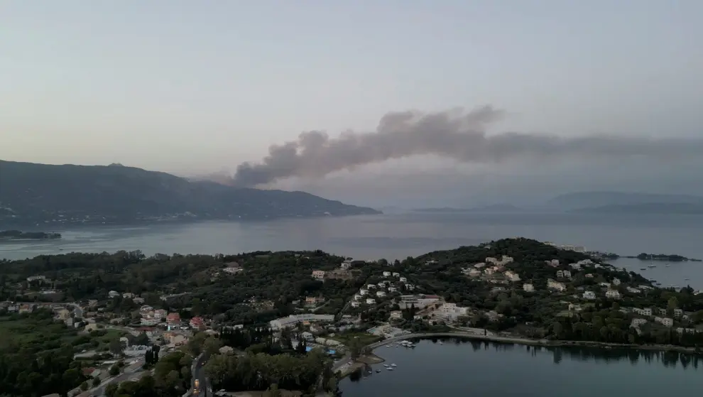 Incendio en Corfú, Grecia.