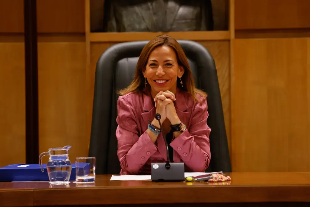 Primer pleno de mociones del Ayuntamiento de Zaragoza con Natalia Chueca al frente.