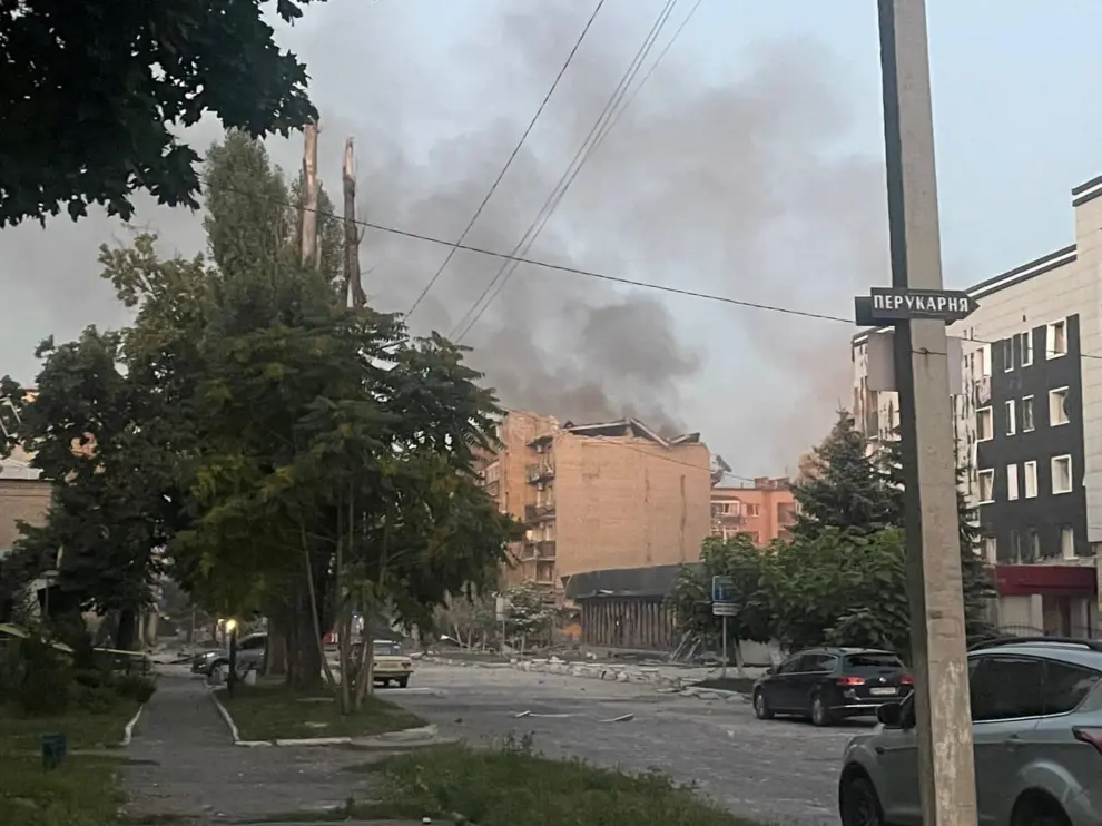 A view shows a building destroyed during a Russian missile strike, amid Russia's attack on Ukraine, in Pokrovsk, Donetsk region, Ukraine August 7, 2023. Head of the Donetsk Regional Military Administration Pavlo Kyrylenko/Handout via REUTERS  THIS IMAGE HAS BEEN SUPPLIED BY A THIRD PARTY. MANDATORY CREDIT. NO RESALES. NO ARCHIVES UKRAINE-CRISIS/ATTACK-POKROVSK